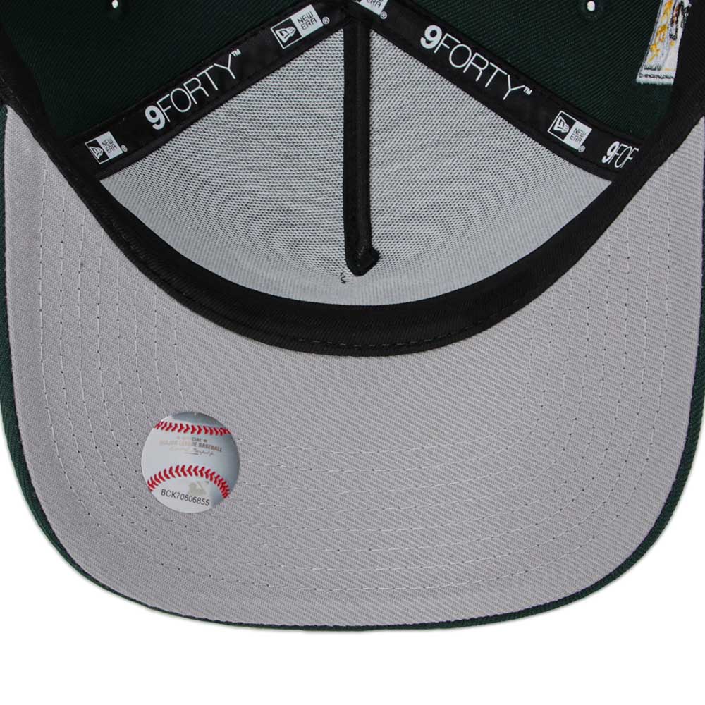oakland athletics mlb upside down dark green 9forty a frame snapback cap logo and print
