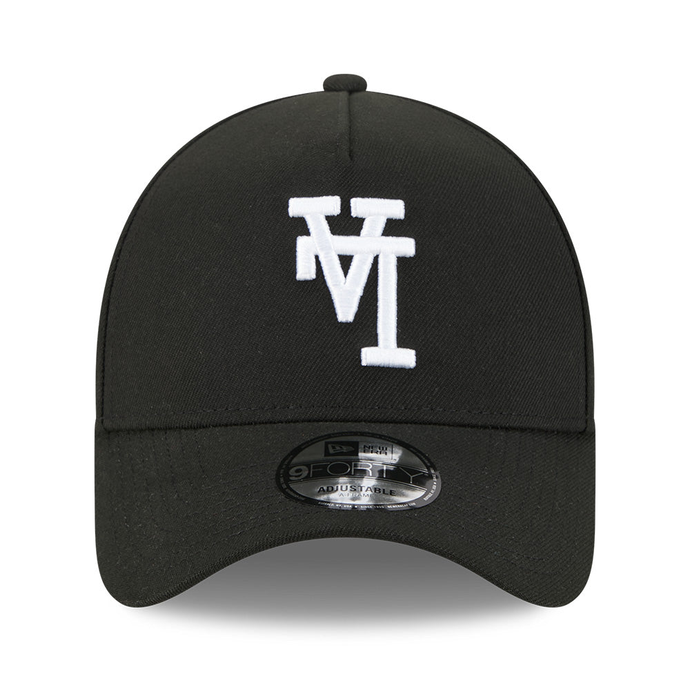 los angeles dodgers upside down 60th anniversary black 9forty a frame adjustable cap logo and print