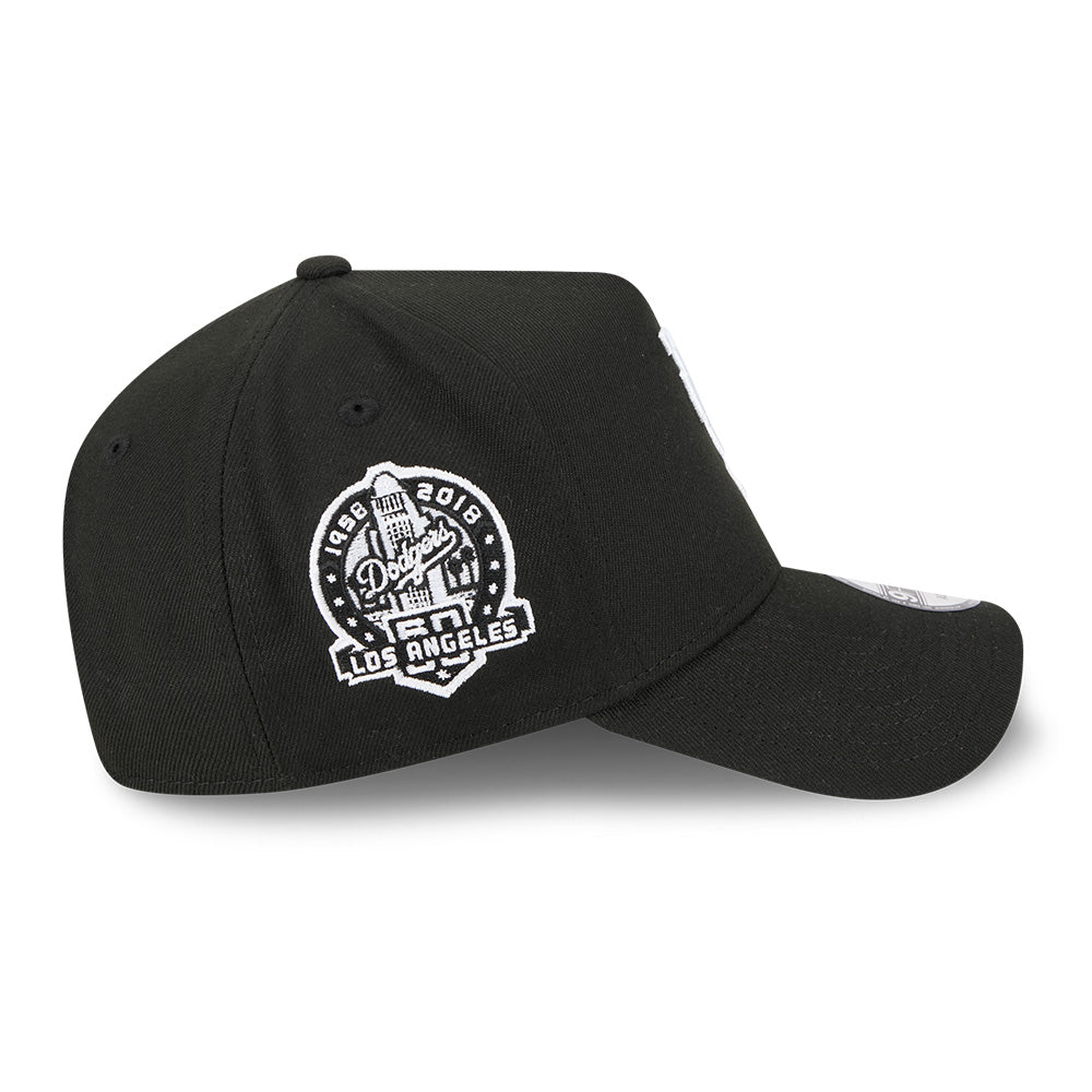 los angeles dodgers upside down 60th anniversary black 9forty a frame adjustable cap back angle