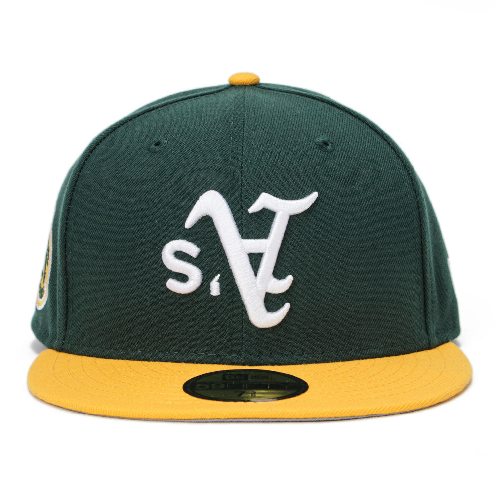 oakland athletics mlb upside down dark green 59fifty fitted cap side