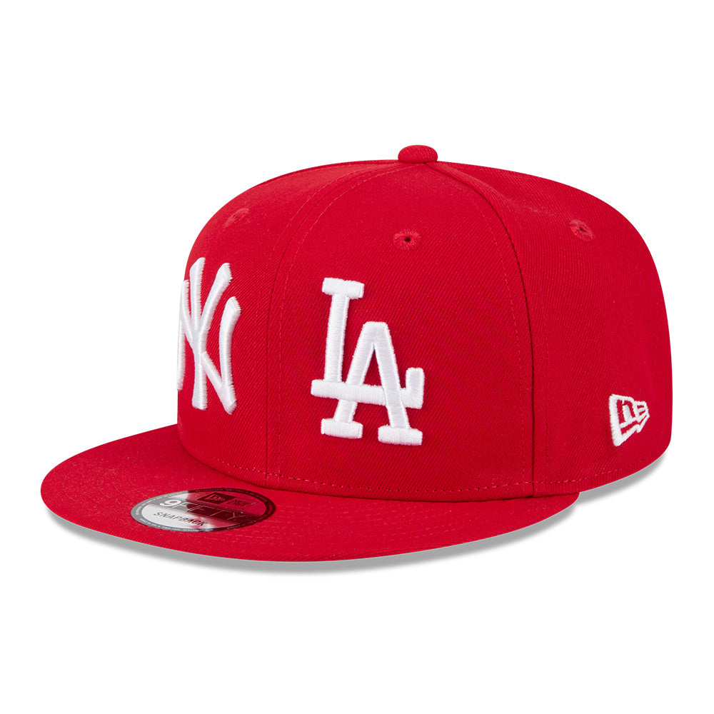 new era new york yankees los angeles dodgers two team scarlet 9fifty snapback cap side