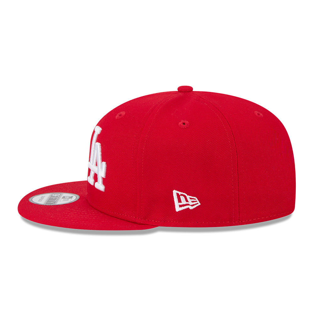 new era new york yankees los angeles dodgers two team scarlet 9fifty snapback cap opposite side or other angle view