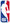 NBA logo featuring a silhouette of a basketball player, ball, and red and blue rectangles.