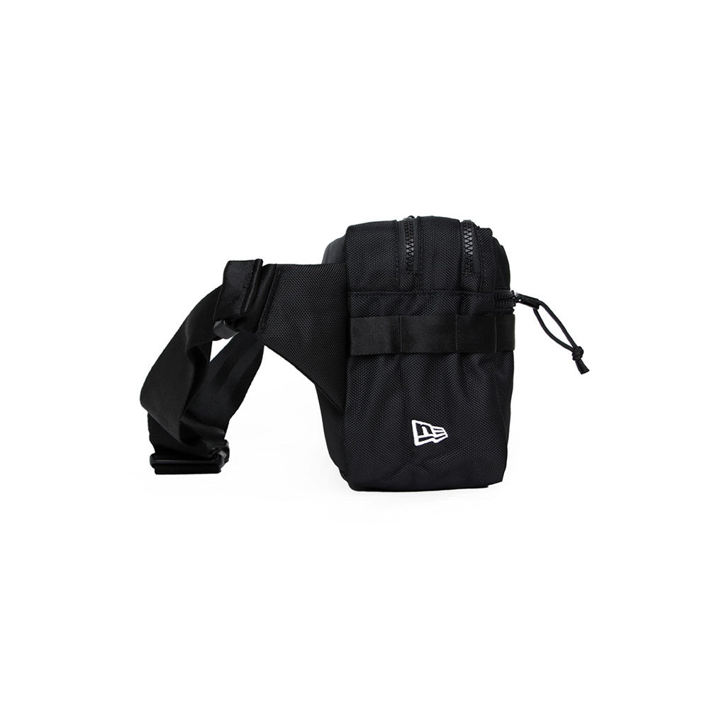logo 7l black square waist bag tag and close up